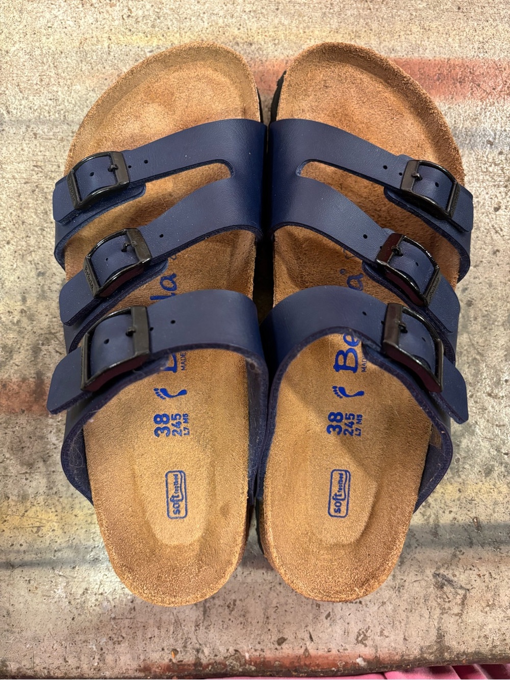 Birkenstock Betula Navy Blue Three-Strap Sandals